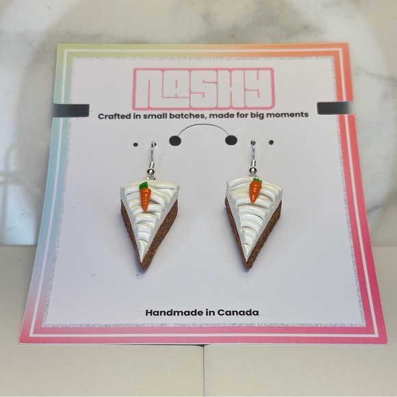 Carrot Cake Slices (Textured) - Handmade Earrings - Picture 5 of 7